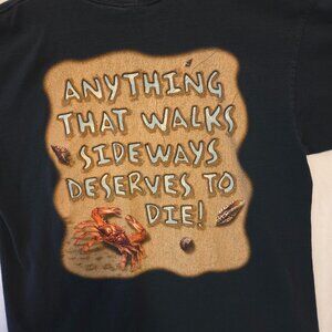 Vintage RARE Joes Crab Shack Anything That Walks Sideways Black T-Shirt Size L